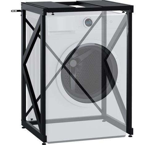 Estante ajustable para lavadora y secadora – soporte metálico negro 300 kg 100008367