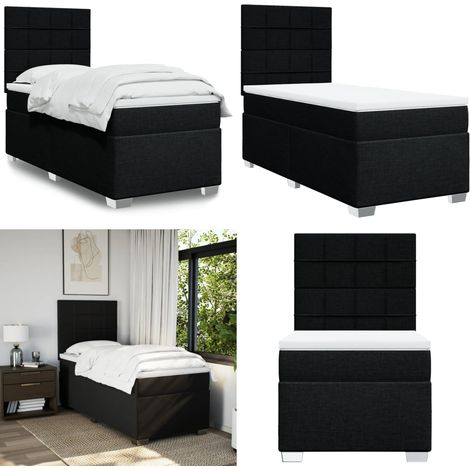 Boxspringbett mit Matratze Schwarz 90x190 cm Stoff - Boxspringbett - Doppelbett - Schlafsystem - Bettsofa - Bettgestell - Home & Living (1/5)
