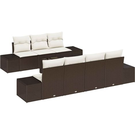 Garden Sofa Set Manual 8 pcs Brown and Cream 55 x 55 x 37 cm vidaXL