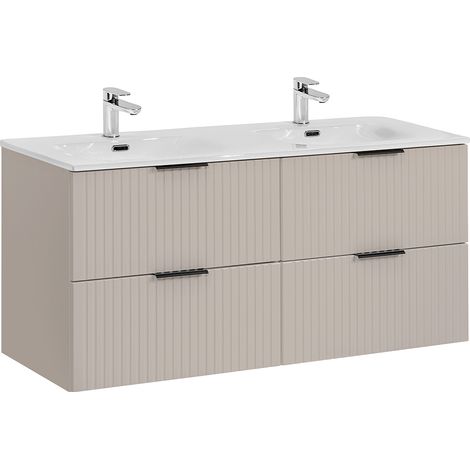 Doppelwaschtisch 120cm Adriel mit 4 Schubladen, Beige