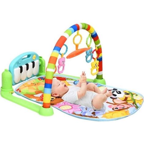HSTURYZ Tapis d\'éveil pour bébé, 4 en 1 bébé piano jouer gym tapis la musique et lumières cadeau pour les nouveau-nés, vert (1/4)