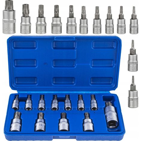 Chiavi a bussola Torx 1/4 3/8 1/2 TIPO TS8-TS60 5 ANGOLI. Con foro 12 pezzi (1/5)