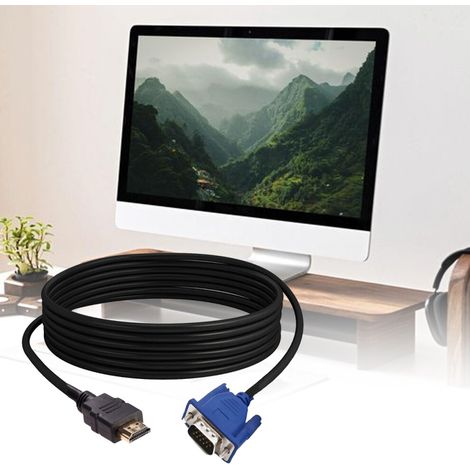 Cavo VGA per monitor, 1,8 metri, cavo VGA maschio-maschio ad alta risoluzione con connettore a 15 pin placcato oro, adatto per PC, laptop, proiettori, struttura schermata.