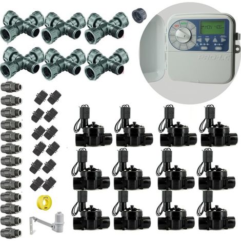 Kit Riego Automatico 12 zonas 24V KRain para Tuberia 32mm  Incluye Programador, Electrovalvulas y Accesorios