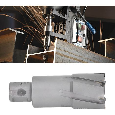 Ein metrischer Hartmetall-Plattenbohrer für magnetisches Bohren bis zu einer Tiefe von 50 mm und ein Hohlbohrer für das Bohren von Stahlplatten bis zu einer Tiefe von 35 mm. (1/5)