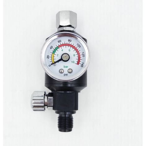 Luftdruckregelventil, Manometer, Luft-Öl-Wasser-Abscheider für Farbpistole, 2-in-1-Luftdruckmanometer-Endstück für Farbpistole (1/4)