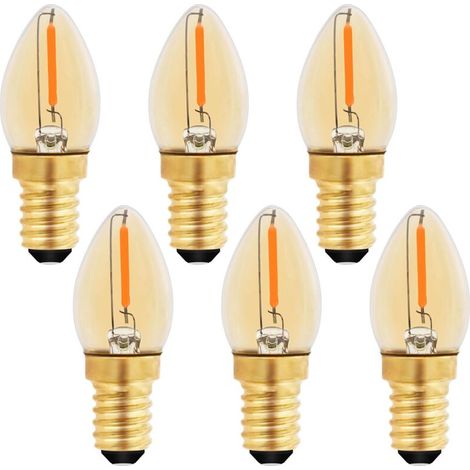 YMYNY C7 Ampoule Bougie LED E14, E14 Vintage Edison Ampoule Décorative Veilleuse 0.5W équivalent 5W, Ampoule à filament LED Ambre E14 Candélabre 2200K Blanc Chaud, Non Dimmable, Lot de 6 (1/4)