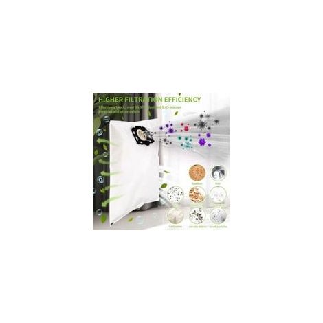 Convient aux sacs filtrants en laine Kärcher 2.863-006.0 487 WD4 WD5 WD6 MV4 MV5 MV6 sacs filtrants pour aspirateurs humides et secs, paquet de 20. (1/3)