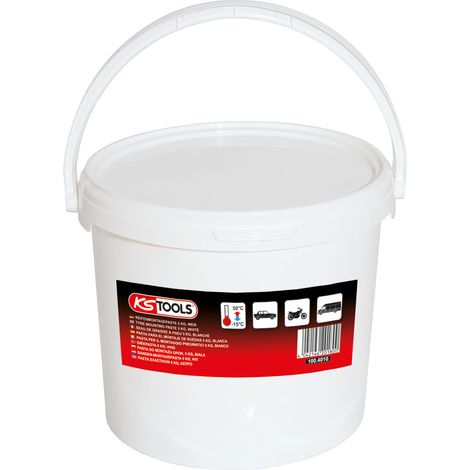 Kstools – Seau de graisse à pneu blanche 5KG – Pour chantiers humides – Application facile – Résistance à la chaleur