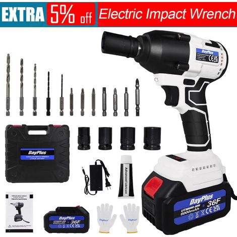 Brushless Power Electric Impact Wrench Li-ion Battery and Fast Charger, 2300RPM Variable Speed Cordless Impact Wrench with 4 Sockets for Car Repairs, 420N.m High Torque 1/2 inch Impact Gun (1/5)