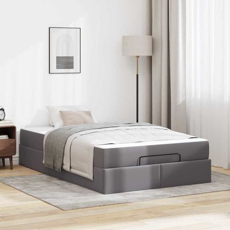 vidaXL Struttura del letto Grigio 120 x 190 cm Pelle sintetica (1/5)