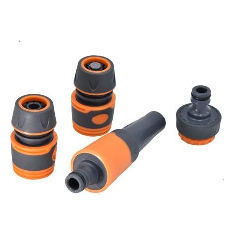 Kit Pistolets d'arrosage Lance Nettoyage Jardin Nécessaire Comprend Raccords pour Extension 1 Lance d'Arrosage,1 Raccord d'arrosage, 1 Raccord Aquastop d'arrosage, 1 Adaptateur 13mm&19mm (1/4)