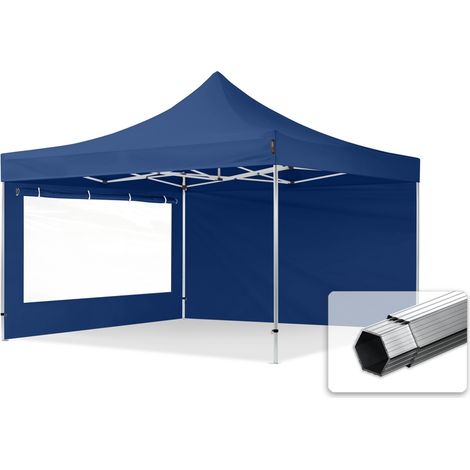 4x4m Pop Up Gazebo PROFESSIONAL Aluminium 40 mm, incl. Sidewalls with Panorama Windows, blue High Performance Polyester approx. 400g/m² (1/5)