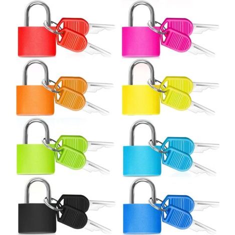 8 Pièces Cadenas Valise avec Cles, Multicolore Cadenas Voyage, Mini Cadenas à Bagage, Petit Cadenas à Clé, avec 2 Clés Cadenas Voyage Serrures pour Sac a Dos Casiers Valise Avion Vitrine Bagages (1/5)