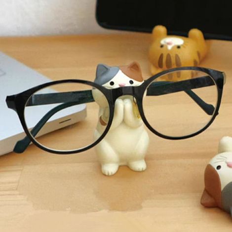ZAKKA Katzenfiguren im japanischen Stil, Handy-/Tablet-/iPad-Ständer, Stifthalter, Brillenhalter, Schreibwaren, Bürobedarf, Geschenke für Paare, dreifarbige Katzenfiguren mit zusammengewachsenen Pfote (1/5)