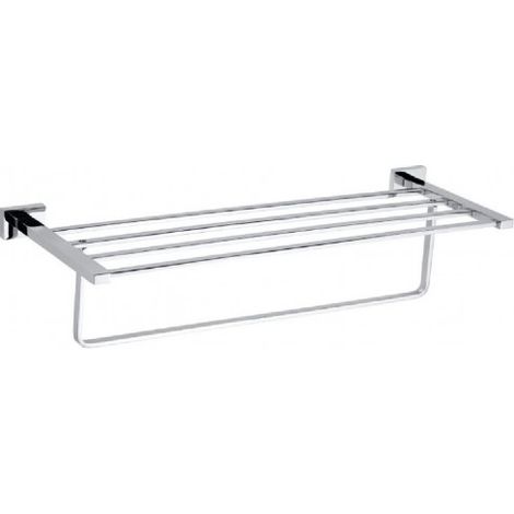 Etagère porte-serviettes murale PLAZA en laiton chromé 21x58,5x14 cm (1/4)
