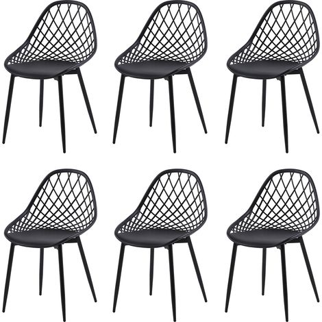 Eggree – Lot de 6 chaises de salle à manger scandinaves noires – Dimensions compactes 56x46x82cm – Hauteur d'assise 43cm – Pour petits espaces