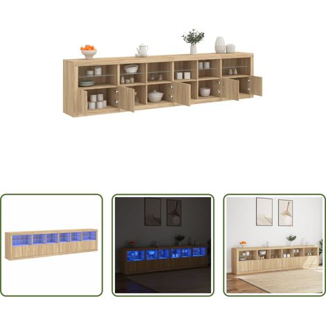 vidaXL Rangement -  Buffet avec lumières LED chêne sonoma 283x37x67 cm (1/5)
