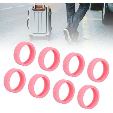 Lot de 8 protections de roues de valise en silicone, couleur rose, réduction du bruit, imperméables.-AquaForge (1/4)
