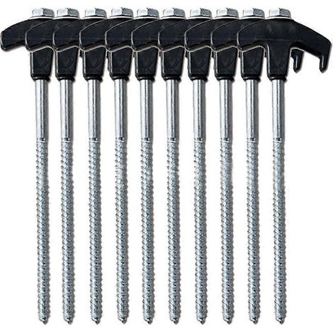 Lot de 10 piquets de tente à visser, ancrages au sol M8 robustes, piquets de camping, clous de sol pour tente (1/5)
