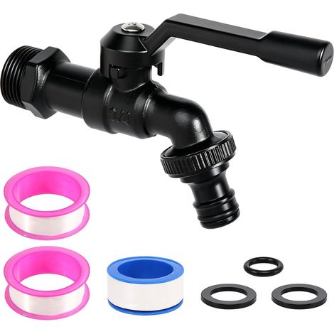 Robinet de Jardin, 3/4" Robinet Exterieur Jardin avec Adaptateur, Robinet D'eau en Laiton Robinet Jardin Robinet Antigel pour La Maison Et Le Jardin Noir (1/5)