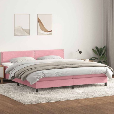 Boxspringbett mit Matratze Rosa 180x210 cm Samt