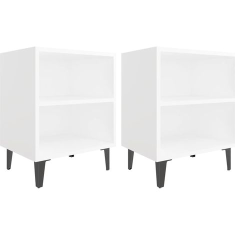 Maison Exclusive - Nachttische mit Metallbeinen 2 Stk. Weiß 40x30