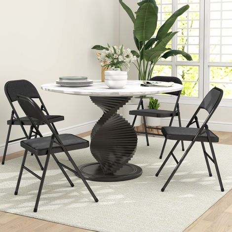 Sillas plegables de oficina pack de 4, con cojín, efecto lino, metal, negras HAVRYA (1/5)