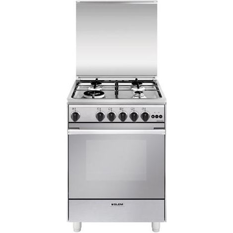 Glem Gas Cucina U664VI 60cm 4 Fornelli Forno 64L Acciaio Inox Elettrico/Gas (1/5)