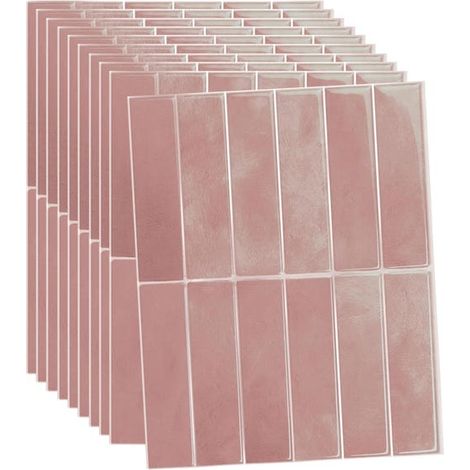 Adesivi Piastrelle Bagno 29x23 cm (10 Pezzi) – Rivestimento Murale Impermeabile Rosa (1/5)
