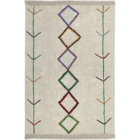 Tappeto in cotone trapuntato con motivo multicolore 160 x 230 cm beige Cetmi (1/5)