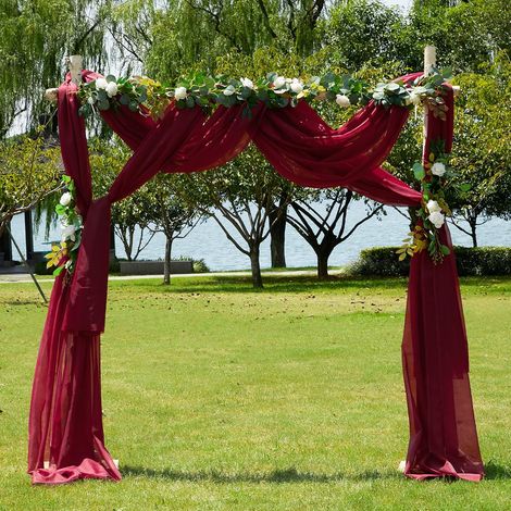 Voilage Rouge Mariage - Rideau Tenture 152x548 cm Voile Tulle (1/5)