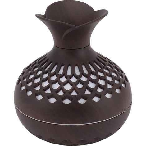 2.5W Diffuseur de Parfum 300ml USB Silencieux en Forme de Vase à Fleurs Humidificateur d'Arôme pour Bureaux Chambres Marron Foncé (1/5)
