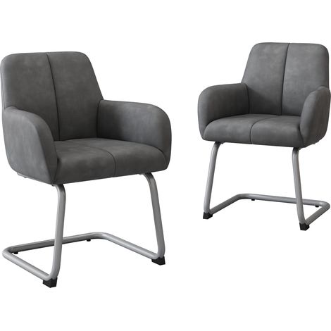 Chaise de salle à manger, lot de 2, fauteuil, chaise de loisirs moderne et minimaliste, chaise pour salon et chambre avec pieds en acier courbés, gris[OLD SKU:WF310649AAG] (1/5)