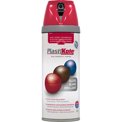 PlastiKote Twist & Spray Gloss Bright Red Paint - 400ml