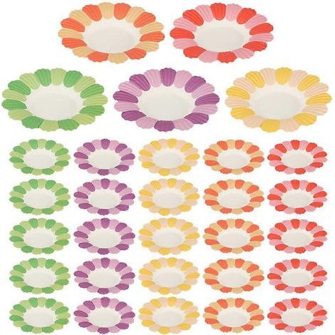 100 assiettes jetables pour fêtes, assiettes à gâteaux décoratives en papier-13X13CM (1/4)