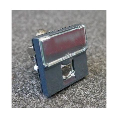 Prise réseau 1 poste 2 modules gris anthracite RJ45 catégorie 6A STP blindage métal série Mosaic LEGRAND