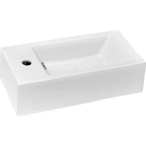 Lave-mains suspendu 50 × 25 cm avec trou pour robinet à gauche Glacera Bigio (1/5)