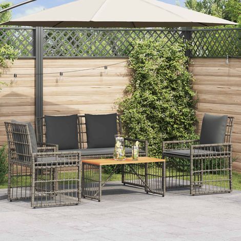 Juego de muebles de exterior 4 pcs Negro y Gris oscuro