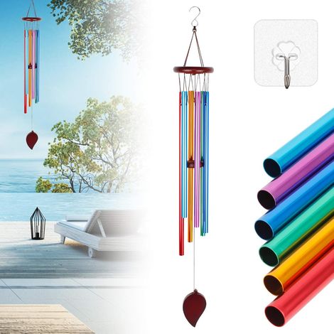 Carillon éolien suspendu en tube d'aluminium, style rétro, pour jardin, terrasse, balcon ou salle de classe. (1/5)