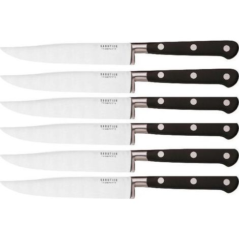 Set mit 6 steakmessern mit glatten, schwarzen klingen - Richardson Sheffield - 658502-1