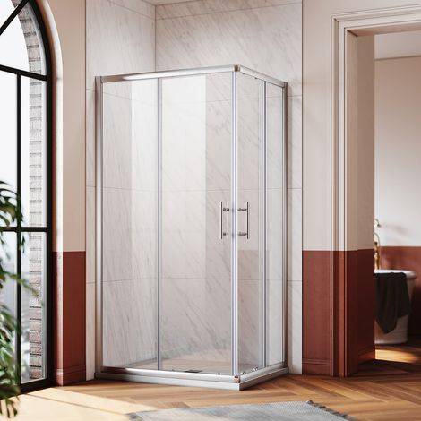 SONNI Eckeinstieg Dusche Duschkabine Duschabtrennung Duschwand mit schiebetür H:195cm 100x80cm,Schnellfreigabefunktion,Spritzwasserschutz (1/5)