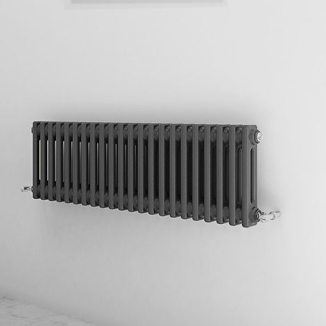 Acezanble 300x1010mm 2 Column Anthracite Horizontal Traditional Cast Iron Style Radiator (1/4)