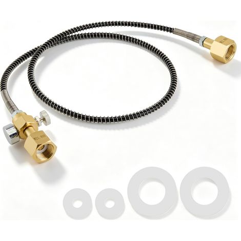 Tuyau de Transfert CO₂, W21.8×1/14" avec Manomètre pour CO₂ Argon Hélium (1/5)