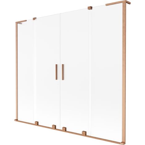 Mexen Velar L Duo Badewannenfaltwand 2-flügelig verschiebbar 200 x 150 cm, matt, gebürstetes Kupfer - 896-200-003-32-65 (1/2)