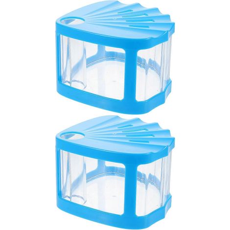 Aquariums en plastique pour poissons betta, compatibles avec un usage domestique, lot de 2 mini-aquariums bleus (1/5)