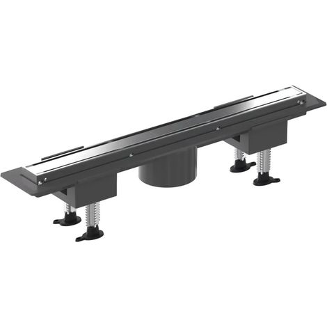 Canalina doccia 50 cm in alluminio reversibile scarico centrale, sifone e piletta inclusi (1/4)