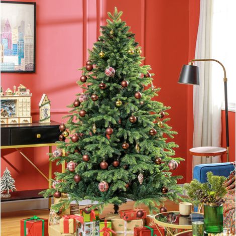 Albero di Natale artificiale 183 cm verde con rami realistici e supporto in metallo (1/5)