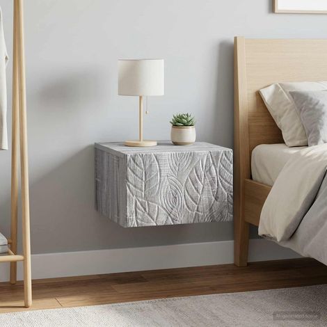 Lot de 2 tables de chevet murales en bois d’ingénierie Sonoma gris 49 x 34,5 x 20 cm, 17.25kg - PANGIVO (1/5)