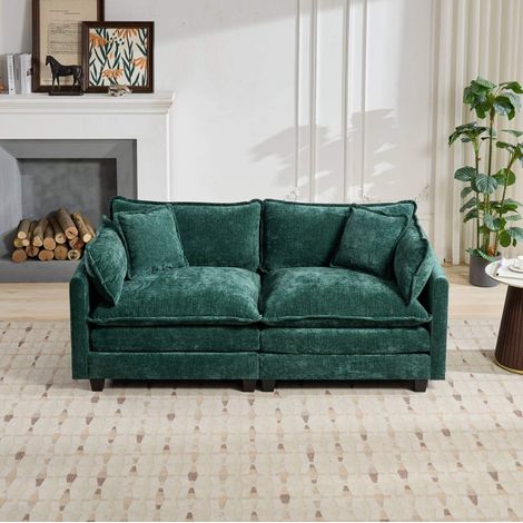 divano seduta modulare soffice chenille verde OKMYHOME (1/5)